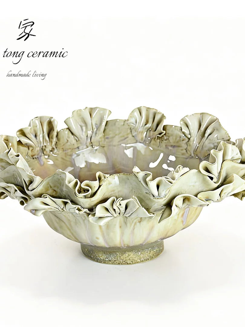 French Romantic style ceramic vase white petal shaped home decoration ornament